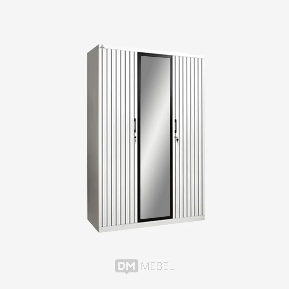 DM MEBEL LEMARI PAKAIAN BESI PINTU 3 SWING OSW 3P TG CERMIN FREYA (1)
