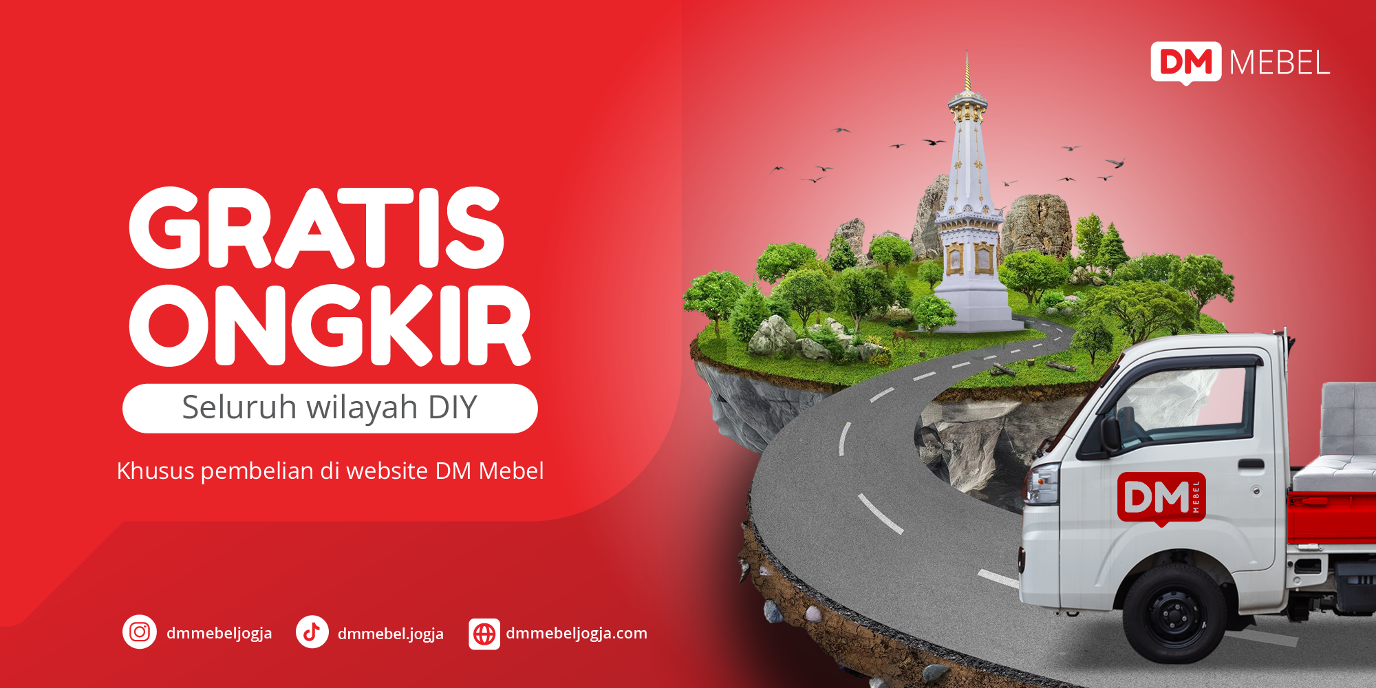 4 Banner Gratis Ongkir seDIY DM Mebel